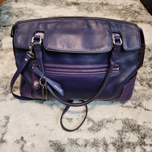 Coach Poppy Colorblock Bright Orchid Leather Flap Satchel